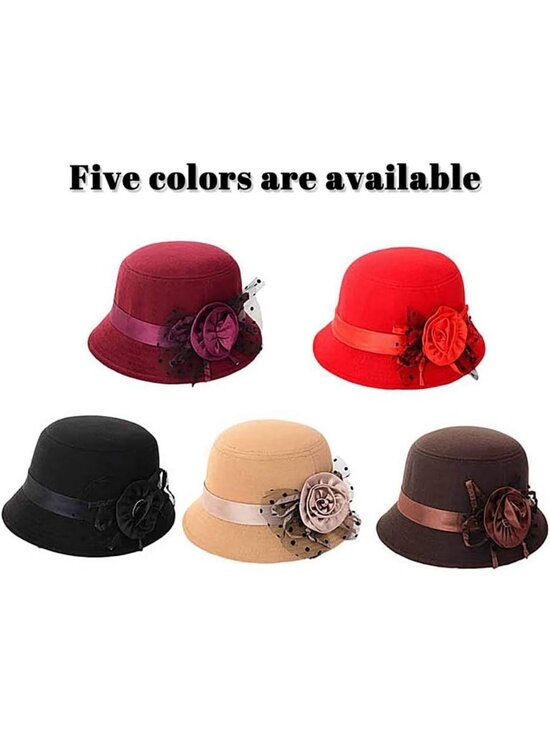 Women\'s Beige 1 Vintage Felt Cloche inter Floral Fedora Imported Bucket Hat main image 4